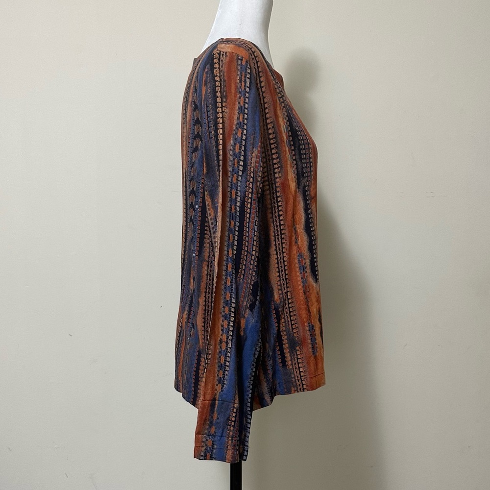 Coco + Carmen NEW Textured Stripes in Print Long Sleeve Popover Pullover S/M - Picture 9 of 16